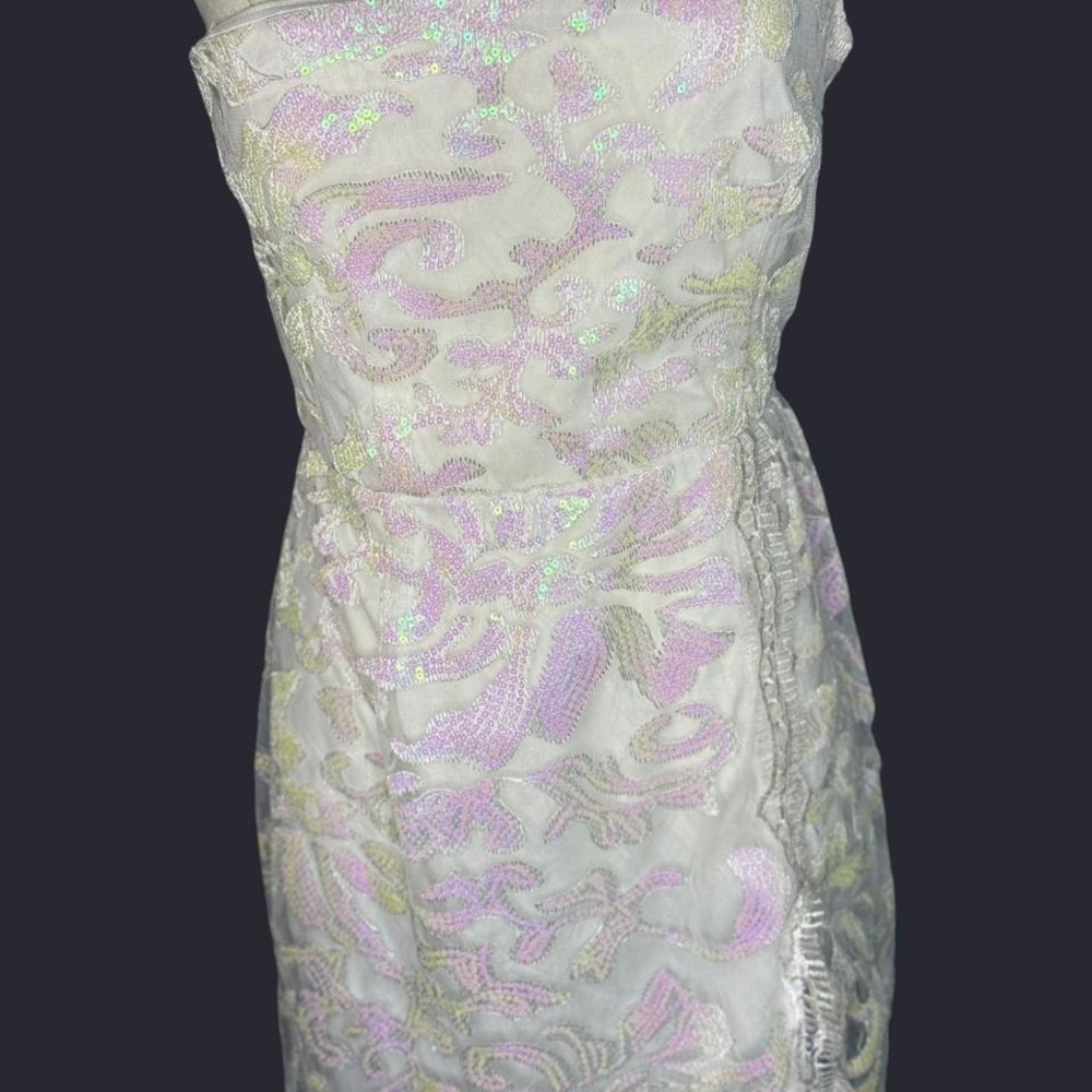 Lucy in the Sky Medium‎ White one-shoulder dress sequins in lace graduation hoco - Picture 3 of 3